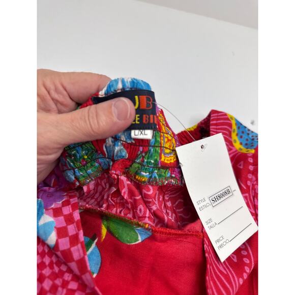 Junglee Billee Boho Red Multicolor Print Shorts Size L/XL Flowy Airy - Picture 3 of 6